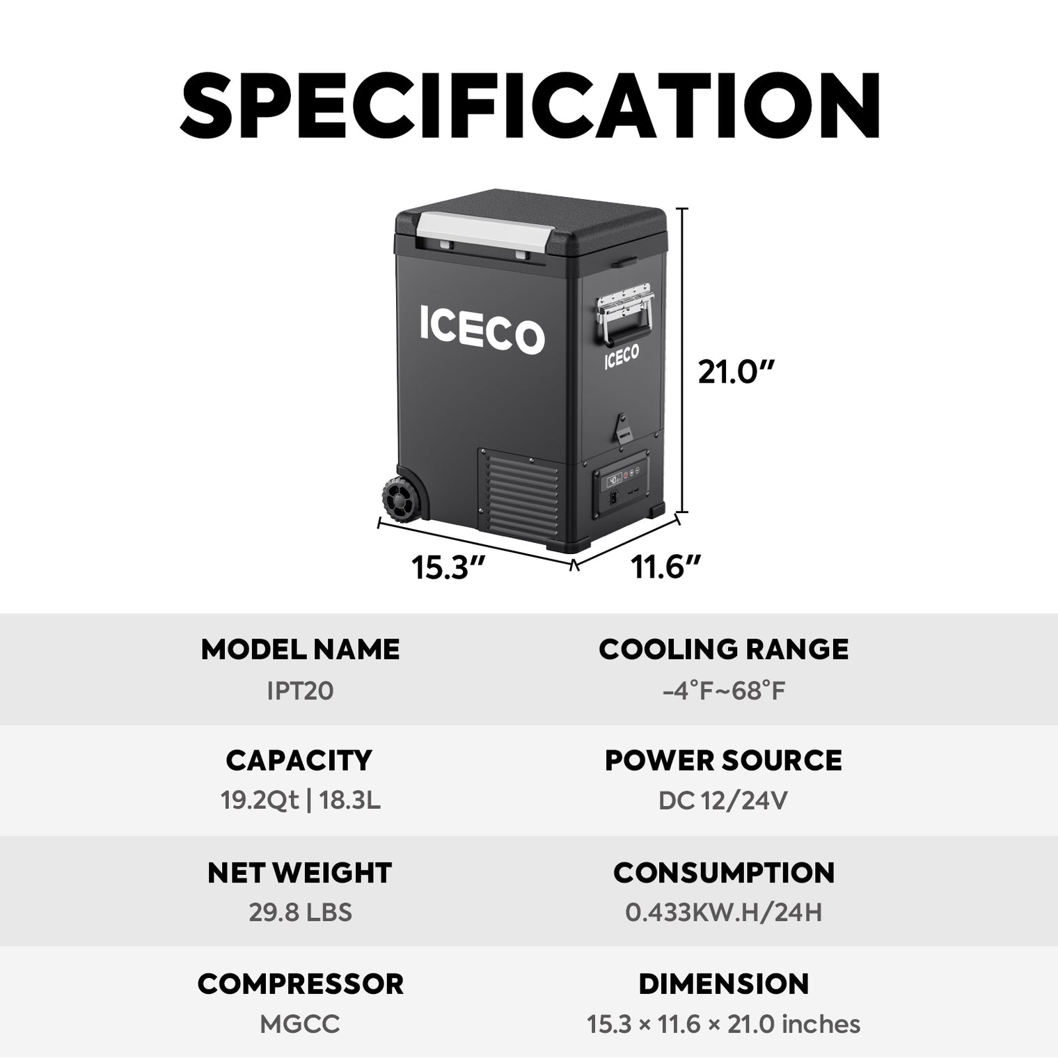 IPT20 Pickup Truck 12 Volt Freezer | ICECO | 18.3 LT