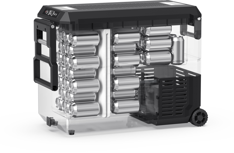 JP50 Pro Dual Zone Wheeled Portable Freezer With Cover - Silver | ICECO | 50 LT