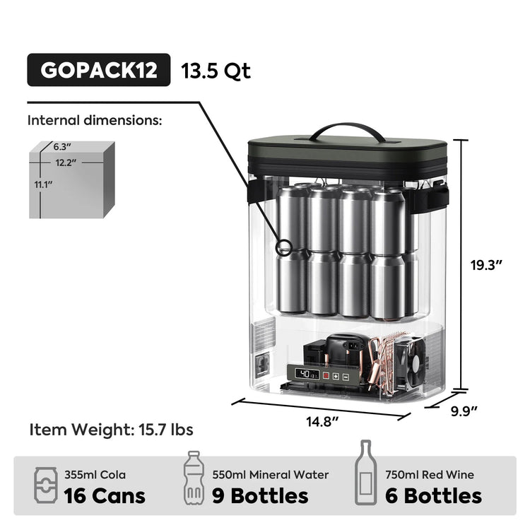 GOPack12 Single Zone Portable Backpack Cooler | ICECO | 12L