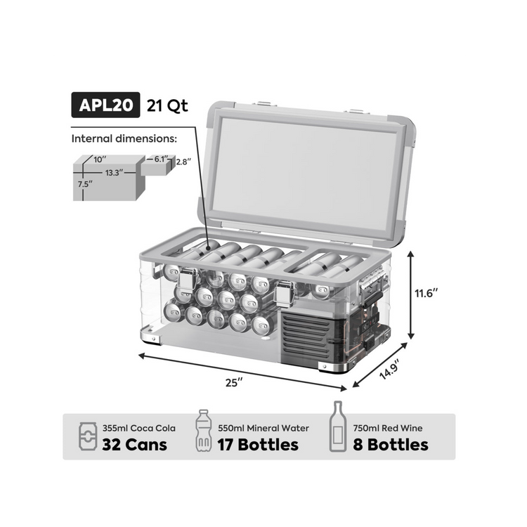 APL20 Light Duty Aluminum Silver Freezer Single Zone | ICECO | 20 LT