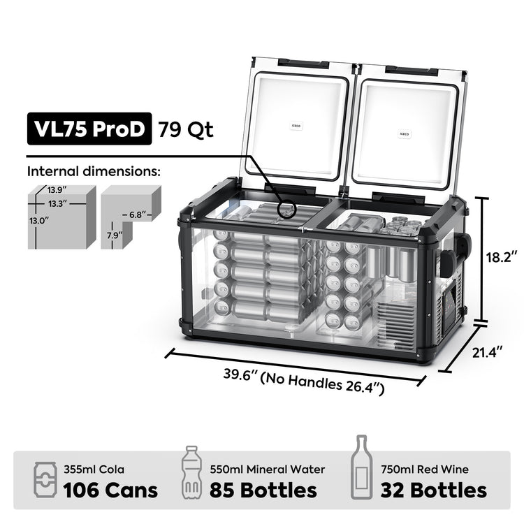 VL75ProD (Gen II) Dual Zone Portable Freezer | ICECO | 75L