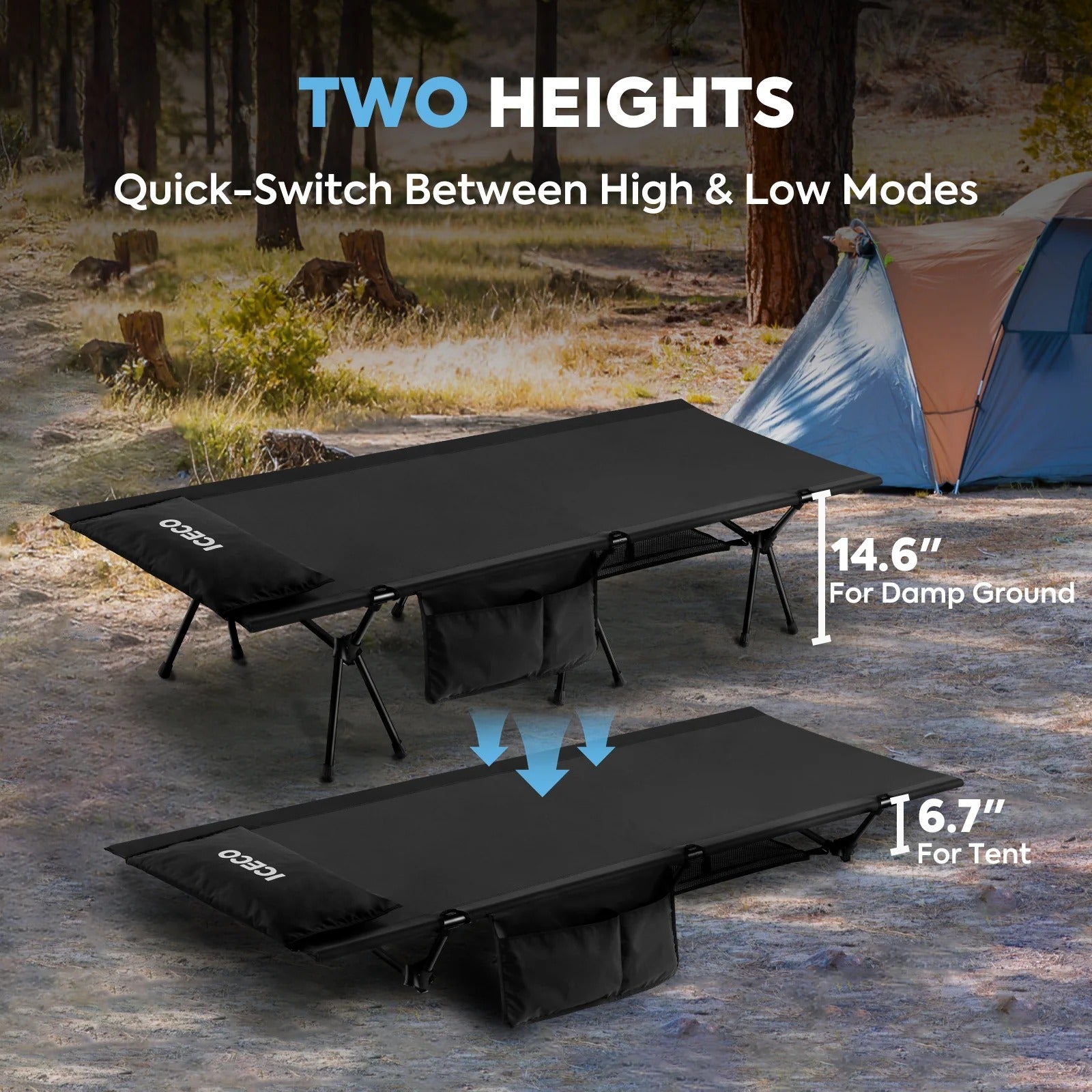 Portable Camping Cot Folding Quick Set Up Cot| ICECO Outdoor