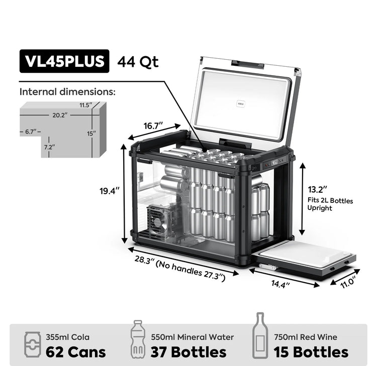 VL45Plus Single Zone 3-Way Access Portable Freezer - Black | ICECO