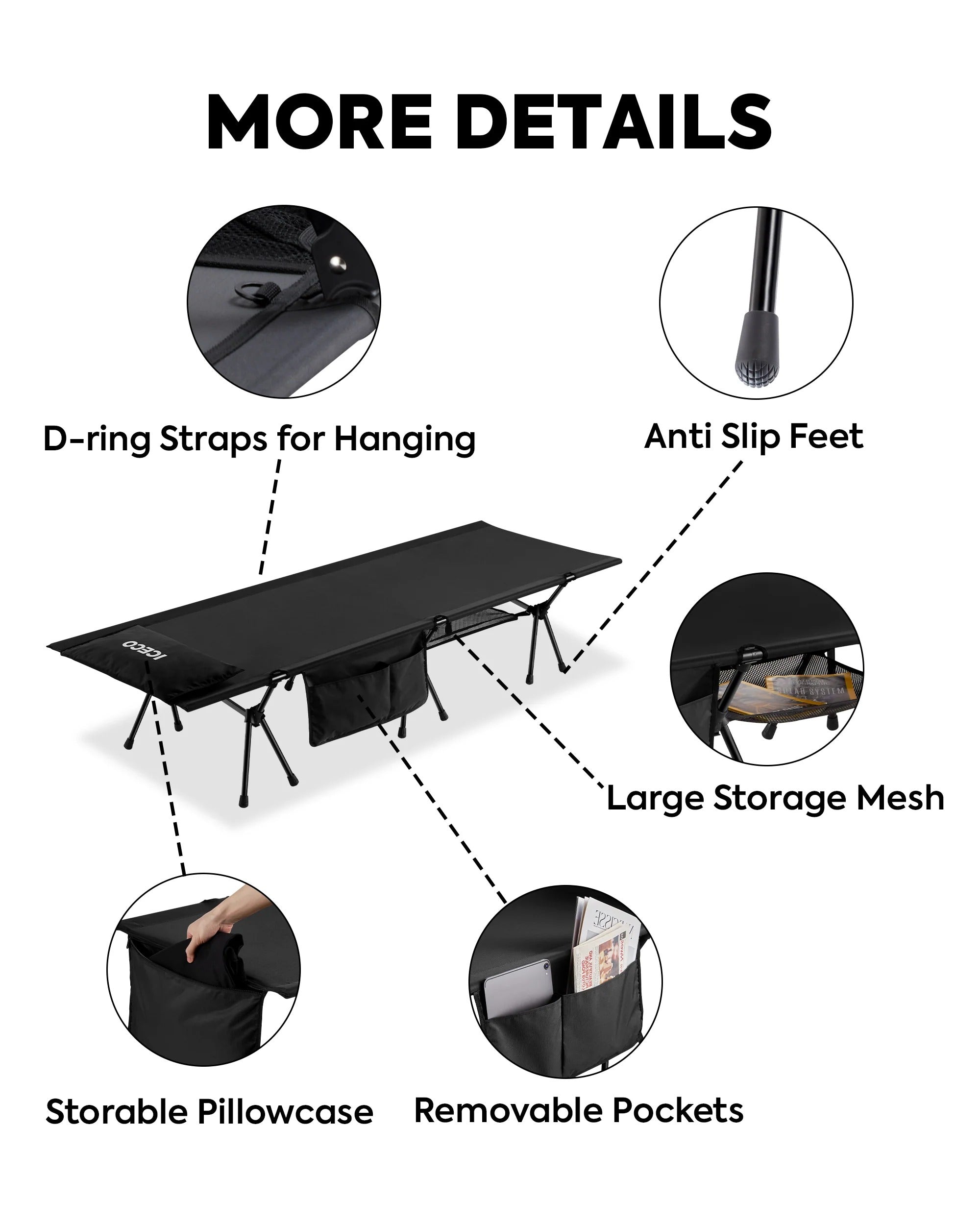 Portable Camping Cot Folding Quick Set Up Cot| ICECO Outdoor