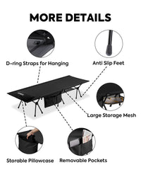 Portable L Size Camping Cot in Black | ICECO